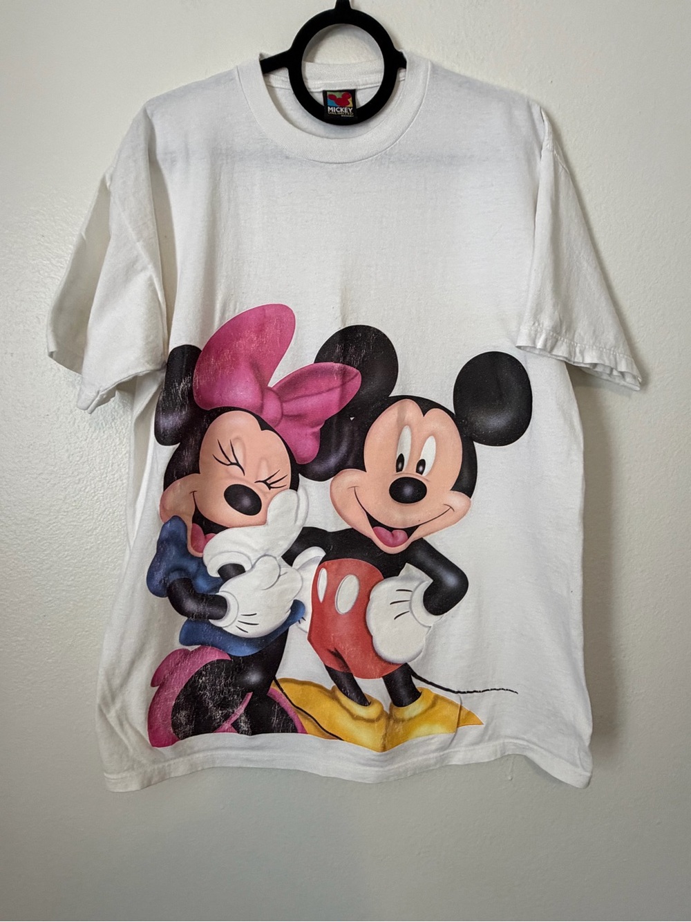 Mickey Unlimited DISNEY Mickey & Minnie Size Large tee Brazos USA Cotton Faded